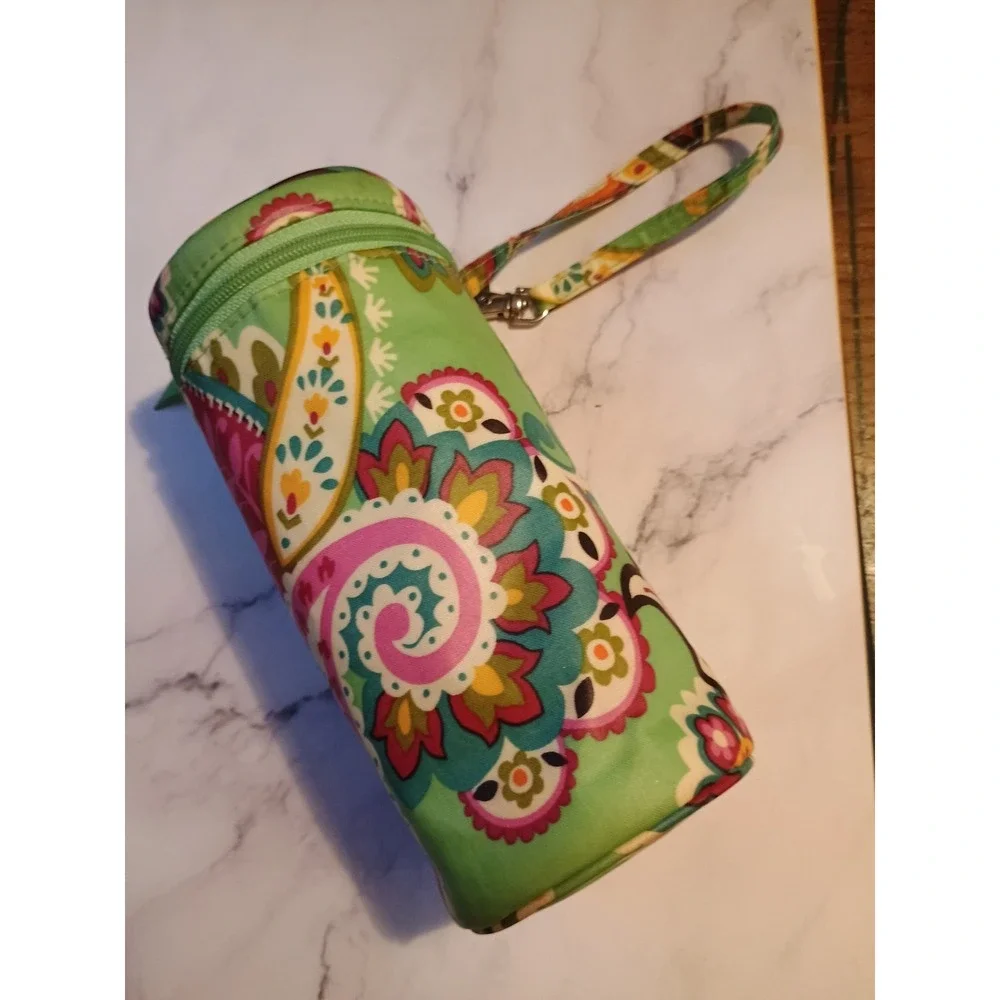 Vera Bradley Water Bottle Caddy Tutti Frutti Design Wristlet Holder Zip‎ Up